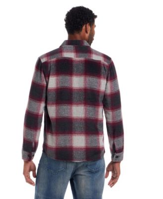 Wool Blend Brushed Plaid Shirt Jacket