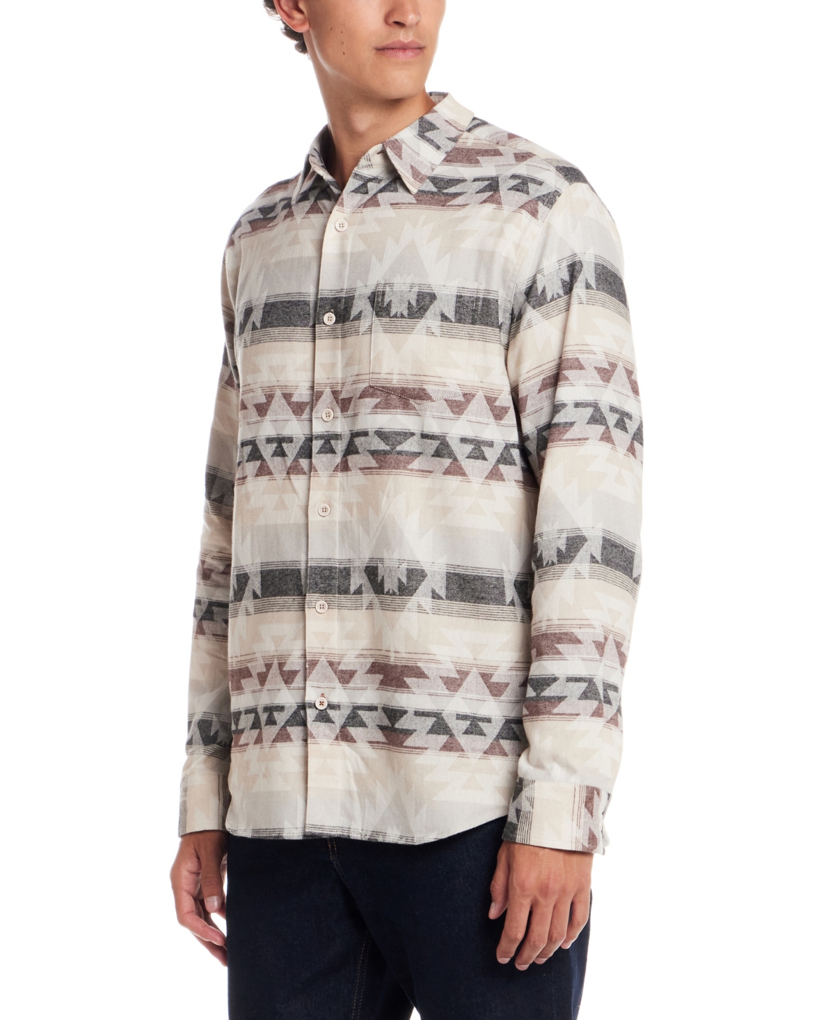 Weatherproof Vintage Men's Southwest Jacquard Overshirt In White