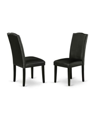 5-Pc Modern Dining Set - 4 Parson Dining Room Chairs and 1 Modern Rectangular Cement Dining Table with High Stylish Chair Back – Wire Brushed Black Finish