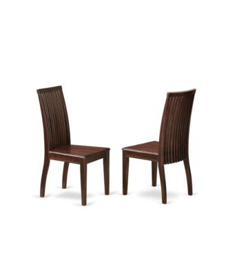 3 Piece Dropleaf Dining Table Set - Mahogany Wood Table and 2 Mahogany Kitchen Table Chairs with Slatted Back - Mahogany Finish