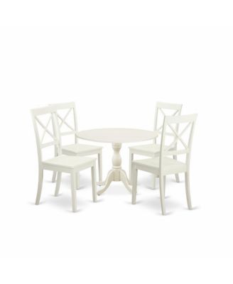 5-Pc Set Drop Leaf Table & Wooden X-Back Dining Chairs