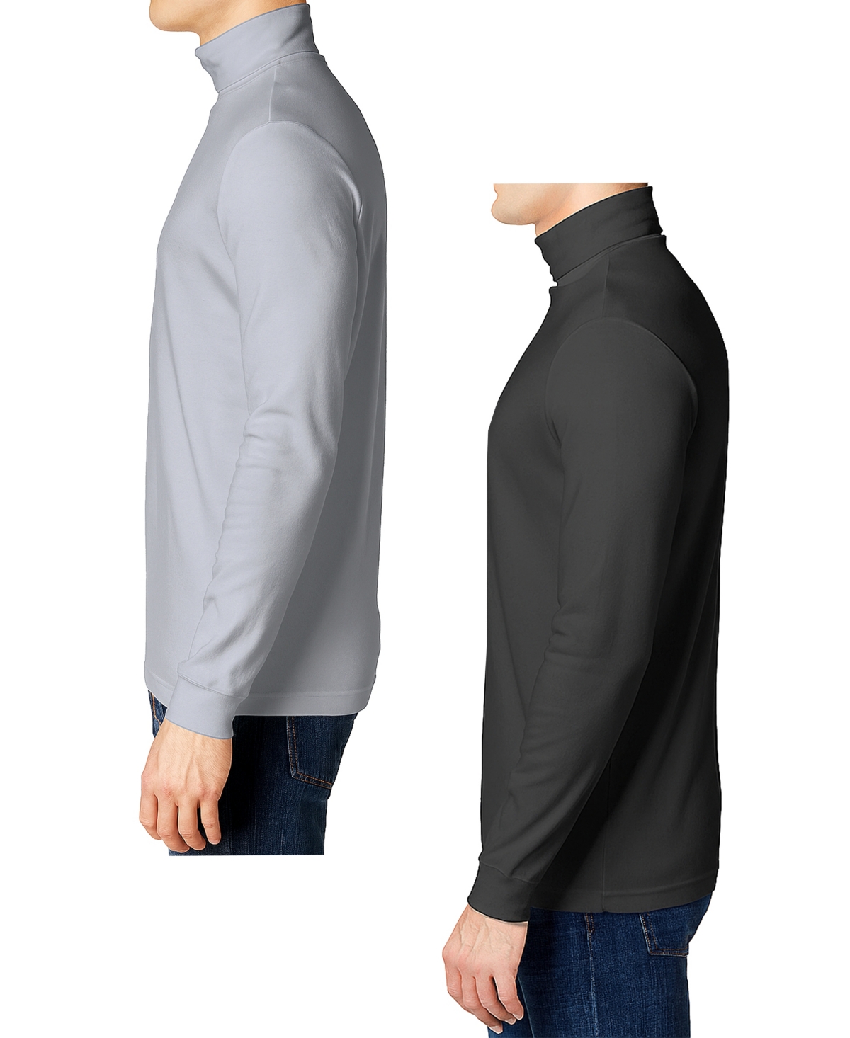 Galaxy By Harvic Men's 2-pack Long Sleeve Turtle Neck T-shirt In Gray