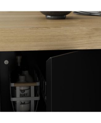 Kitchen island with 8 doors, island storage table with dining table, coffee station and microwave rack for home, dining room