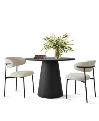 3-Piece durable MDF 35" Round Dining Table Set with 2 Stylish Chairs Cozy Dining set