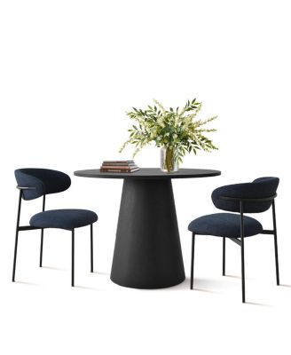 3-Piece durable MDF 35" Round Dining Table Set with 2 Stylish Chairs Cozy Dining set