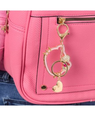 Sanrio Hello Kitty Gold Outline Keychain with Red Bow and Heart