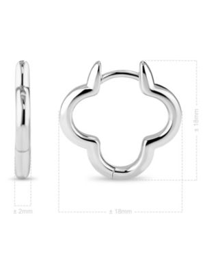 Clover Hoop Earrings in Rhodium Plated Sterling Silver