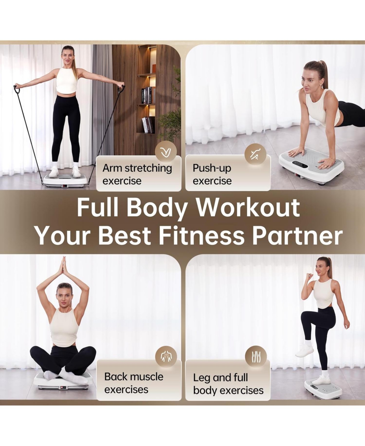 350lbs Capacity Vibration Plate Exercise Machine Vibrating Plate for Lymphatic Drainage & Weight Loss Whole Body Shaking Workout Fitness