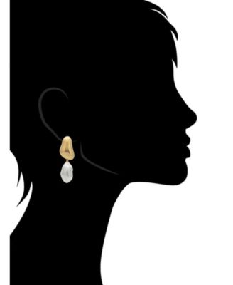18K Gold-Plated Sculpted Pearl Drop Earrings
