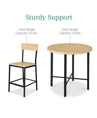 5-Piece Modern Round Counter Height Dining Set w/ 4 Chairs, 1.5in Thick Table