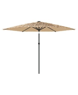 Garden Parasol Brown Polyester Large Foldable Garden Parasol