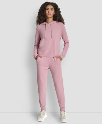 Women's Feather Yarn Hood Tonal Hoodie