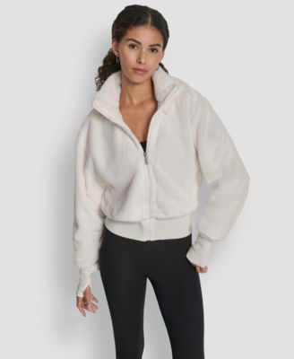 Women's Faux-Fur Zip-Front Bomber Jacket