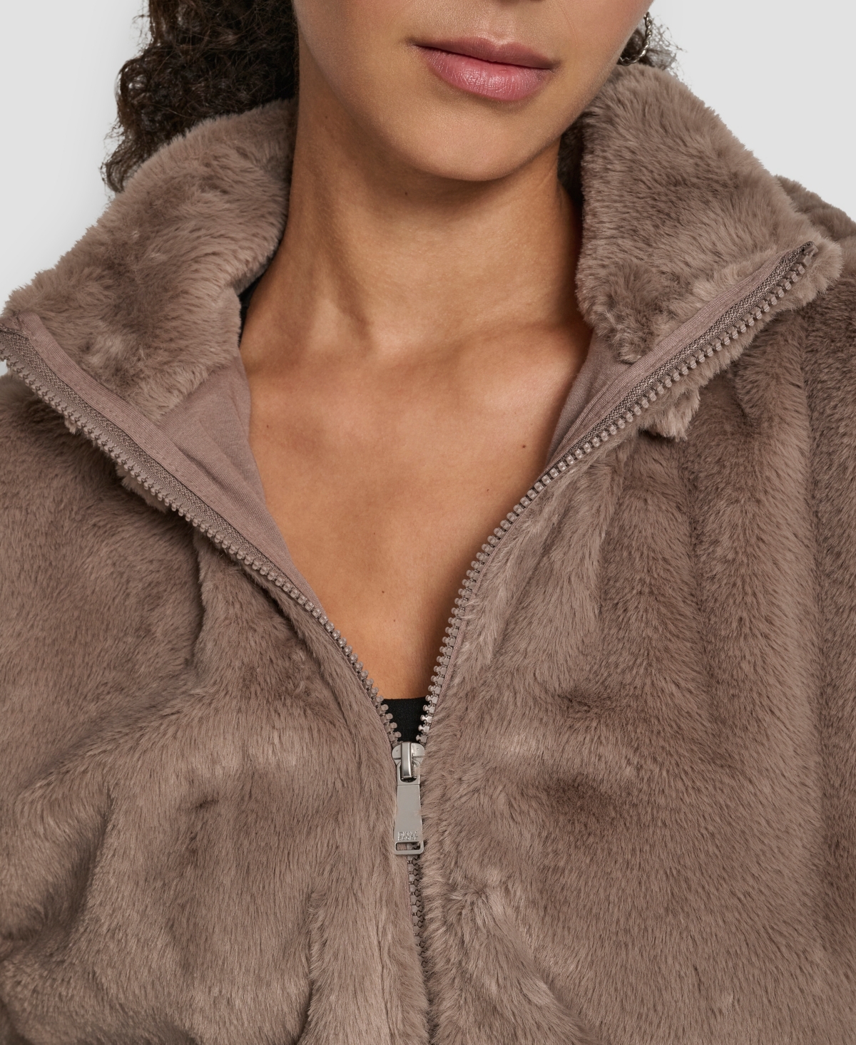 Dkny Sport Women's Faux-Fur Zip-Front Bomber Jacket