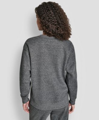 Women's Rhinestone Logo Long Line Crewneck Sweatshirt