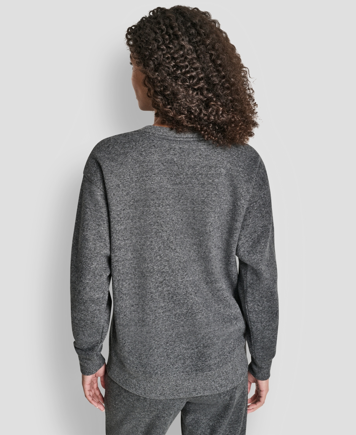 Dkny Women's Rhinestone Logo Long Line Crewneck Sweatshirt