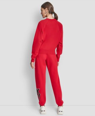 Women's Mixed Metal Stack Glitter Crewneck Top