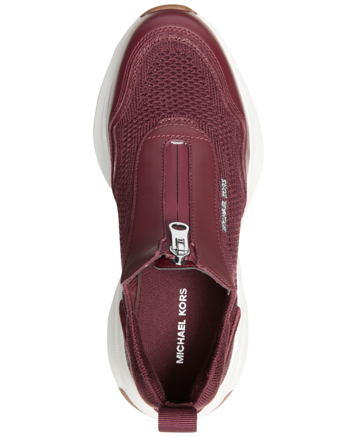 Michael Kors Zuma Mixed-media Trainer In Burgundy