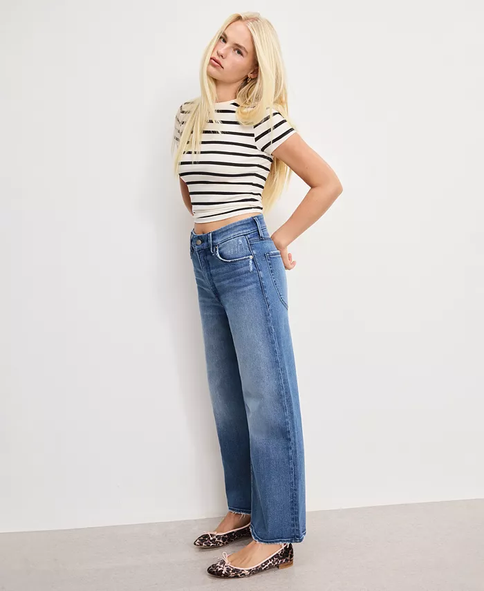 Women's Good Waist Palazzo Cropped Jeans, Regular & Plus Size - thumbnail 4