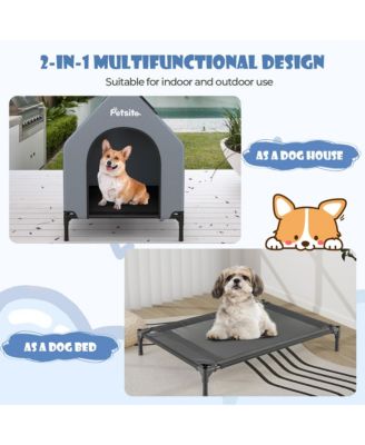 36'' Elevated Dog House for Small Breeds Large Pet House w/ Ventilated Windows