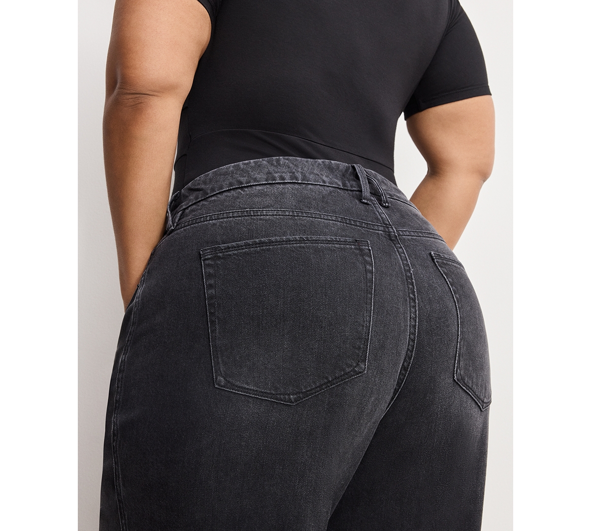 Good American Women's Skate Cropped Wide Leg Jeans In Black