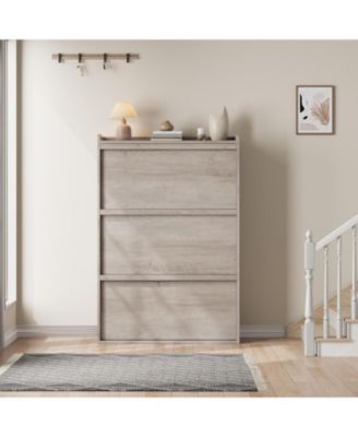 Shoe Cabinet with 3 Flip Drawers,Wooden Shoe Organizer Cabinet with Adjustable Shelf, Shoe Cabinet for Hallway,Entryway