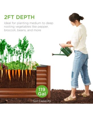 4x2x2ft Outdoor Metal Raised Garden Bed, Planter Box for Vegetables, Flowers