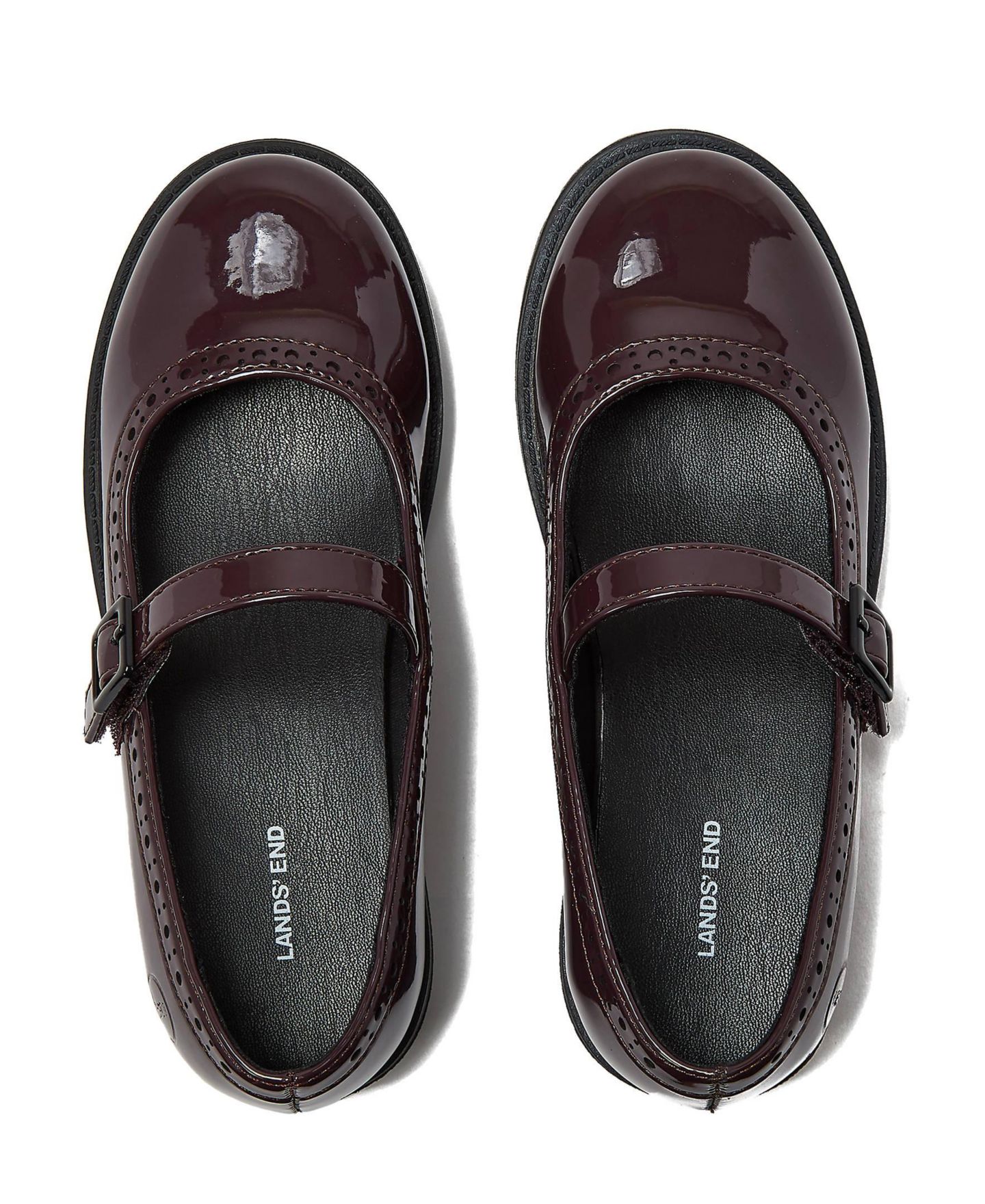 Балетки Lands' End Easy On Classic Mary Janes для девочек, цвет: Сливовый лаковый — фото 1