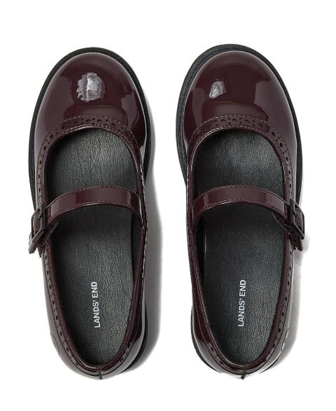 Балетки Lands' End Easy On Classic Mary Janes для девочек, цвет: Сливовый лаковый