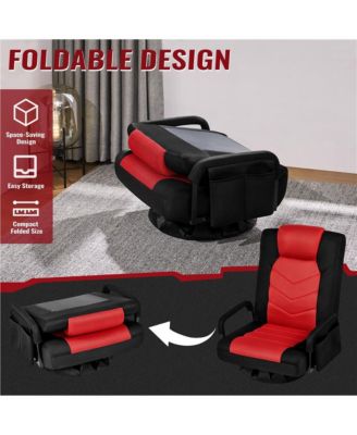Reclining Swivel Floor Gaming Chair Black/ Red