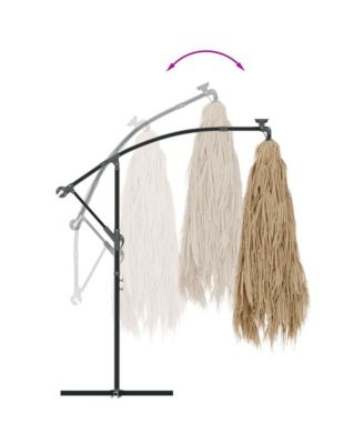 Garden Parasol Brown Polyester Large Collapsible Garden Parasol