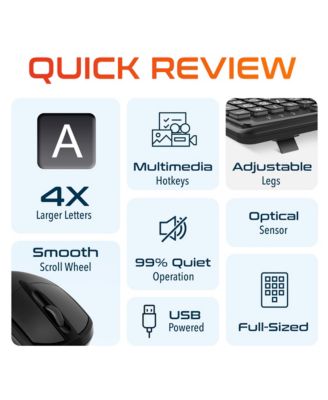 KB20 Big Button Computer Keyboard and Mouse Combo