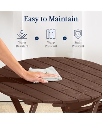 3-Piece Acacia Wood Bistro Set, Folding Patio Furniture w/ 2 Chairs, Table