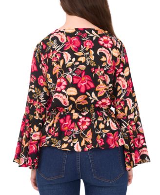 Petite Bell Sleeve V-Neck Peplum Top