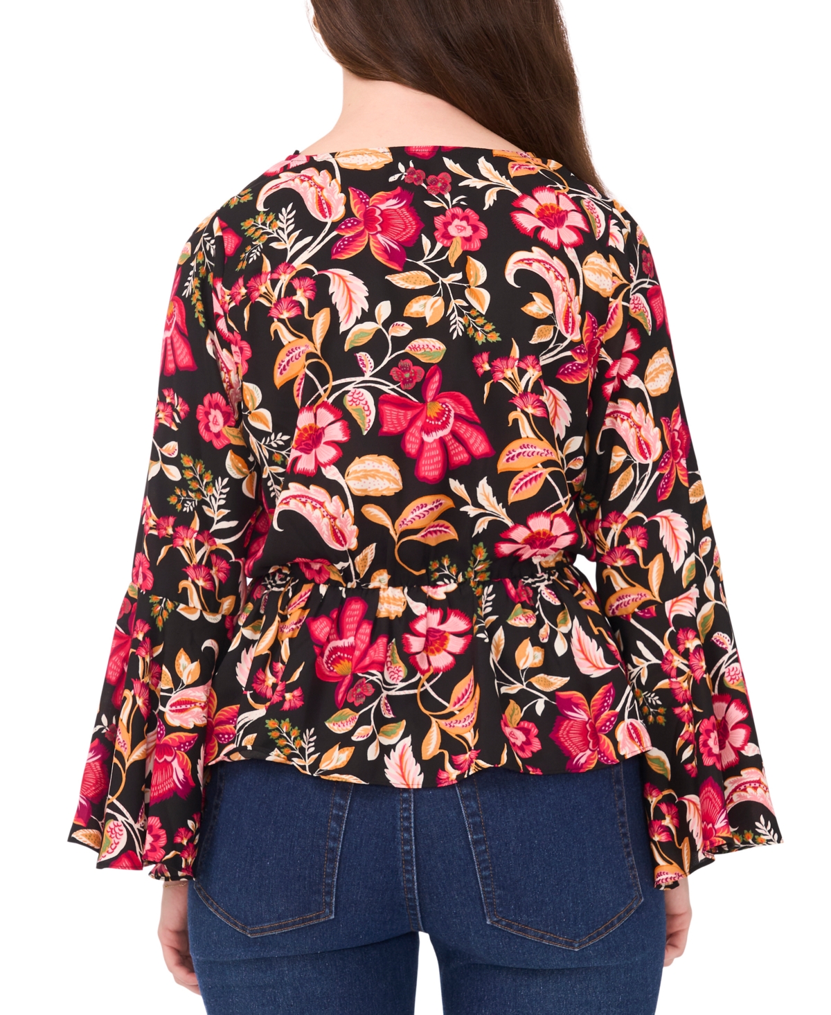 Sam & Jess Petite Bell Sleeve V-Neck Peplum Blouse