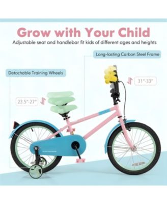 Kids Bike with Adjustable Handlebar and Saddle Pink-18 Inches
