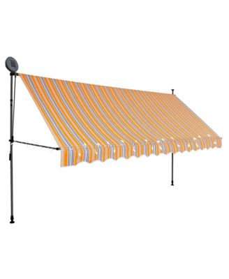 Retractable Awning Yellow and Blue Polyester with PU coating, Steel