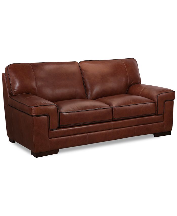 Furniture Myars 69 Leather Loveseat, Brown Leather Love Seat