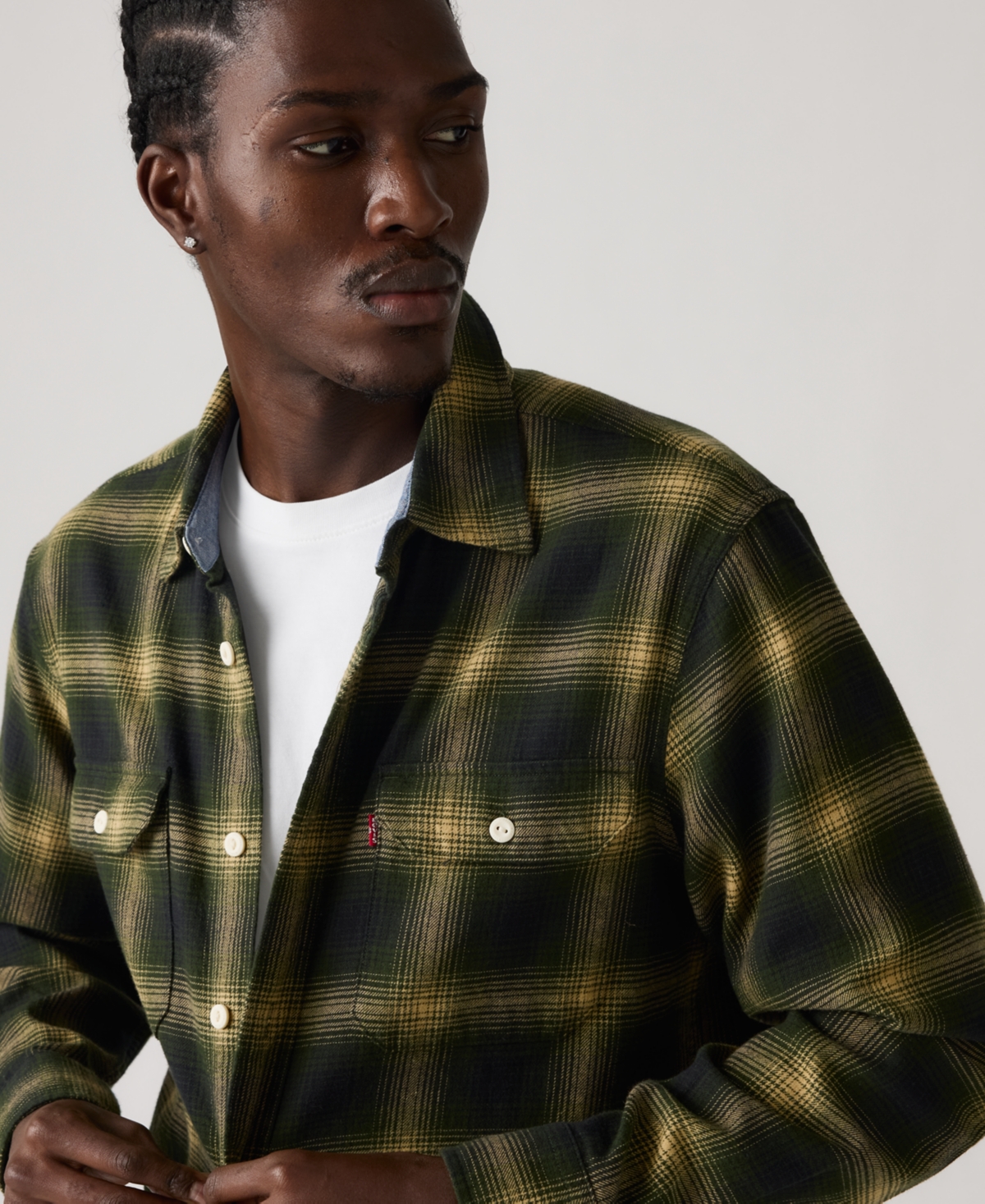 Levi's Men's Relaxed Fit Long Sleeve Button Front Worker Shirt In Green