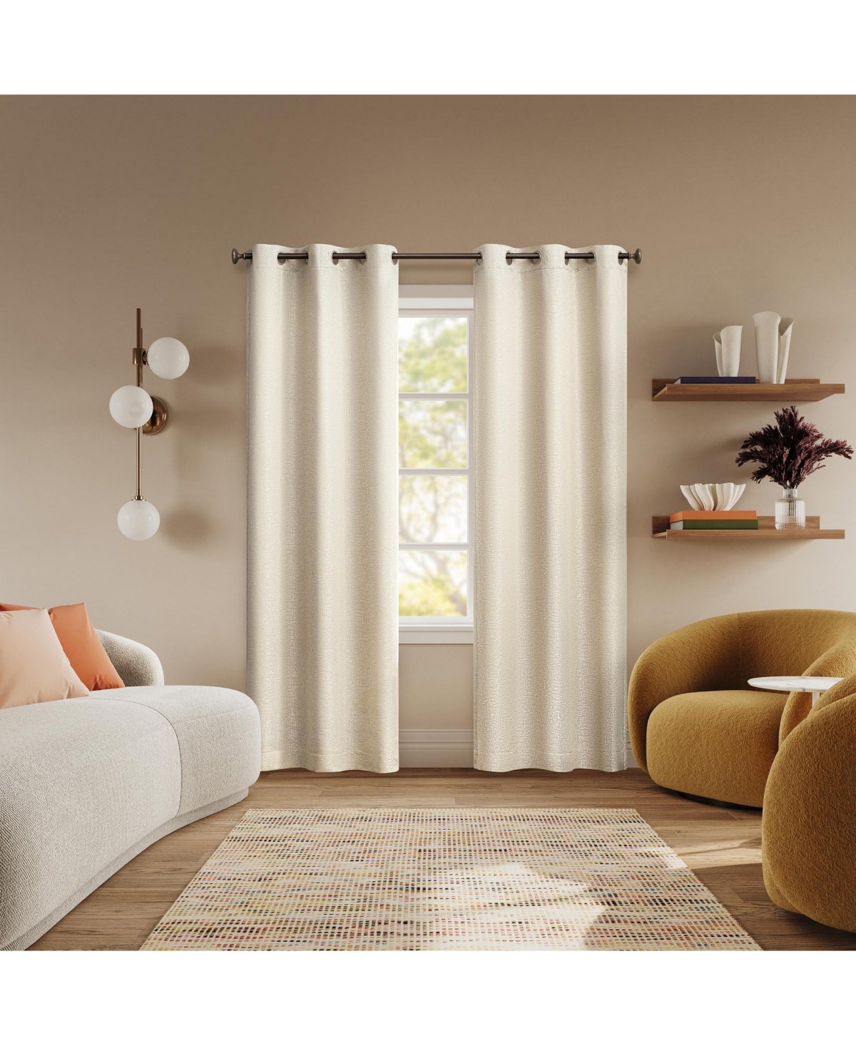 Sun Zero Servana Abstract Magnetic Closure 100% Blackout Grommet Curtain Panel Pair