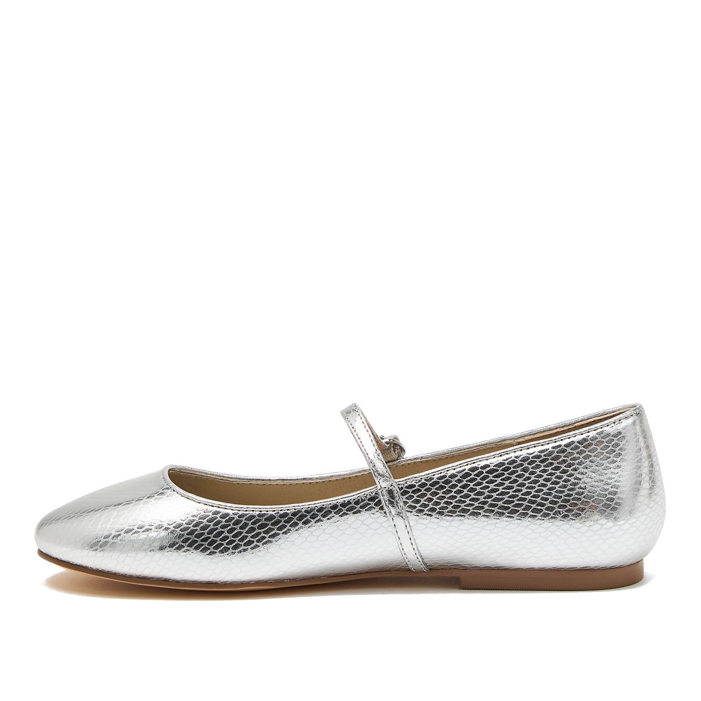 Женские балетки Lands' End Classic Metallic Mary Jane Flats, цвет: Серебряный — фото 2