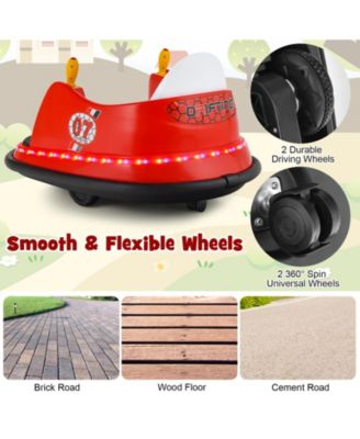 12V Electric Kids Ride On Bumper Car with Flashing Lights for Toddlers-Red