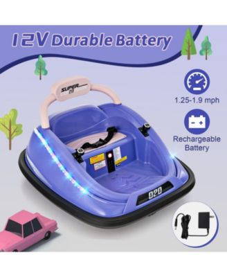 12V Kids Bumper Car Ride on Toy with Remote Control and 360 Degree Spin Rotation-Purple