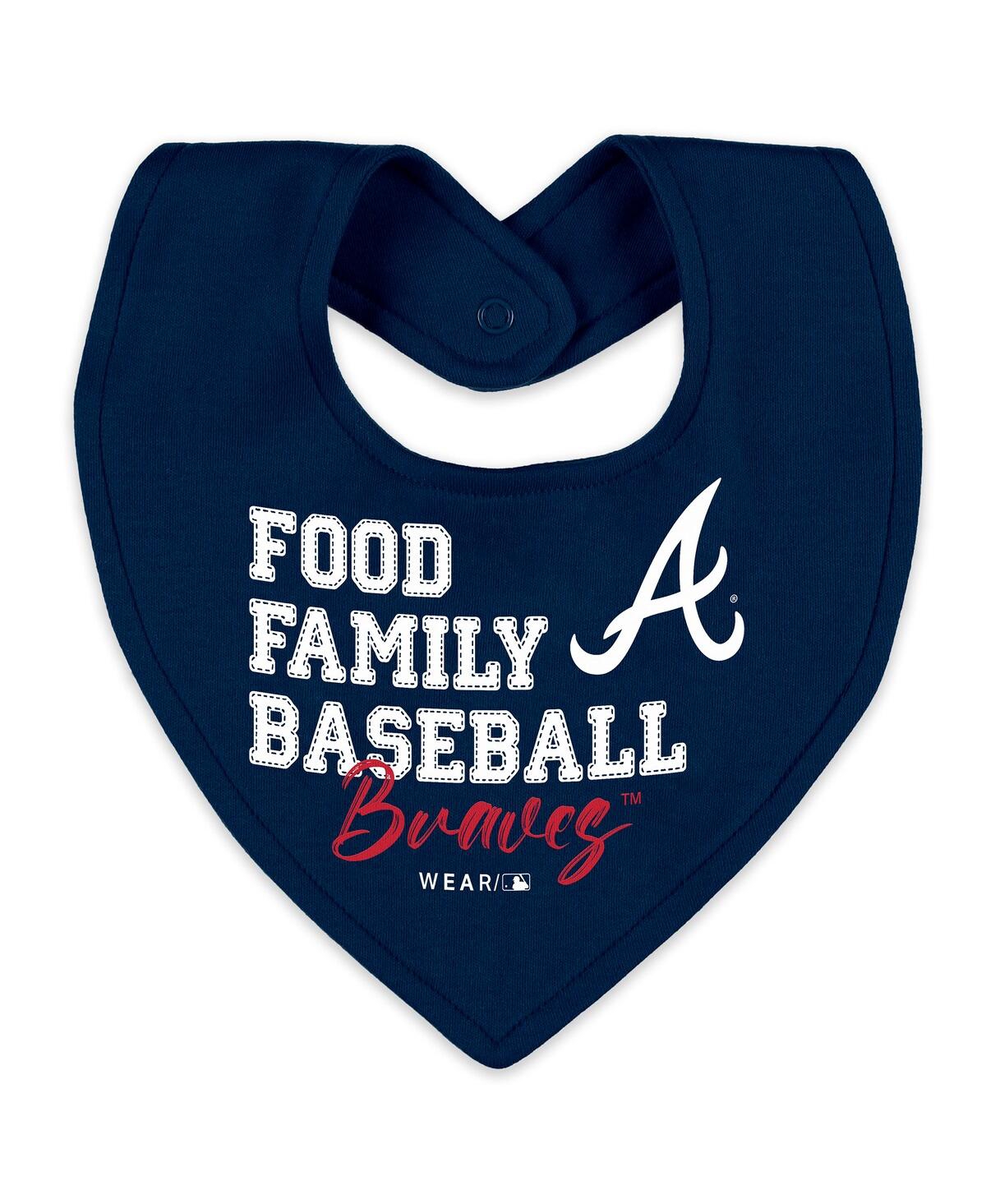 Wear By Erin Andrews Baby Boys And Girls Heather Gray Atlanta Braves Sleep And Play Full-zip Sleeper Bib Set In Blue