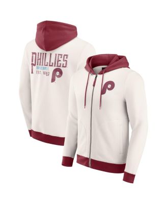 Fanatics - Men's Cream Philadelphia Phillies Polar Fleece Full-Zip Hoodie