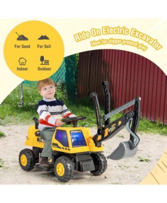 Kids ASTM Certificated Powered Ride On Bulldozer with Front Digger Shovel-Yellow