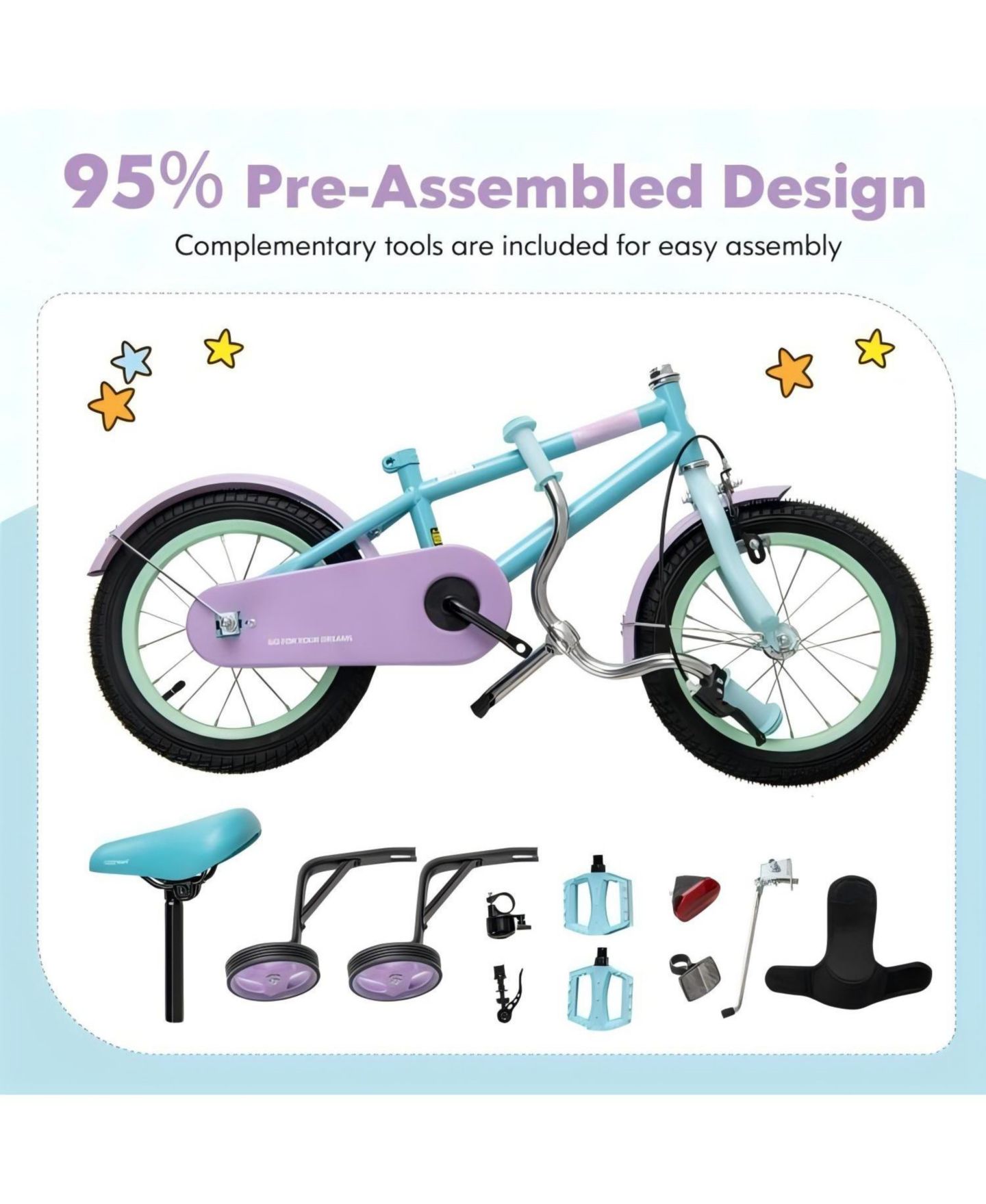 Детская игрушка HONGGE 18-Inch Steel Adjustable Dual-Brake Kids' Bike, Ages 3-10, цвет: Синий — фото 5