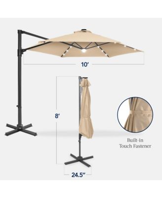 10ft 360degree(s) Rotating Cantilever Easy Auto Open Patio Umbrella w/ Solar LED Lights