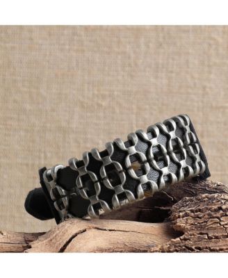 Women's Black  Hardware Leather Bracelet