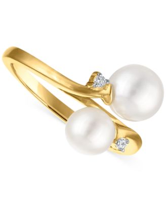 Cultured Freshwater Pearl and Cubic Zirconia Ring (3.54 ct. t.w.) in 14K Gold over Sterling Silver